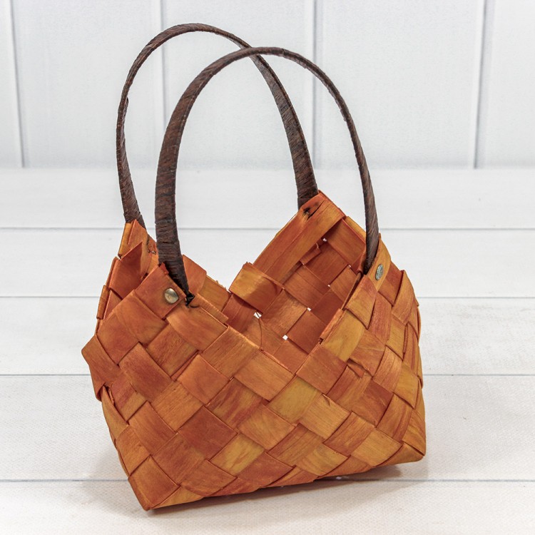 Корзина плетёная 21*10*14/23 (±5%) из секвойи с ручками Рыжий 1/60 Арт: 420331/1039