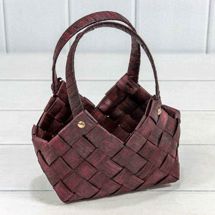Корзина плетёная 20*11*12/21 (±5%) из секвойи с ручками Бурый 1/60 Арт: 420332/1051