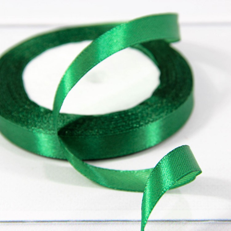 Лента Атласная Сатин 1,2см*25ярд Тёмно-зелёный 1/10 1/120 Арт: 562-12/56