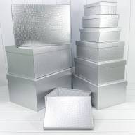 Коробки Прямоугольные Набор 1/10 50*35*25 "Кожа крокодила" матовый Серебряный 1/1 Арт: 7210808/0089 - Коробки Прямоугольные Набор 1/10 50*35*25 "Кожа крокодила" матовый Серебряный 1/1 Арт: 7210808/0089