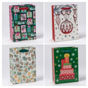 Пакет подарочный с тиснением "Новый год" (микс 554) 14*20*7 210г 1/20 1/480 Арт: 300554G