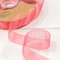 Лента Органза 2,5см*100ярд Скарлет 1/8 1/32 Арт: 559-25/bk41