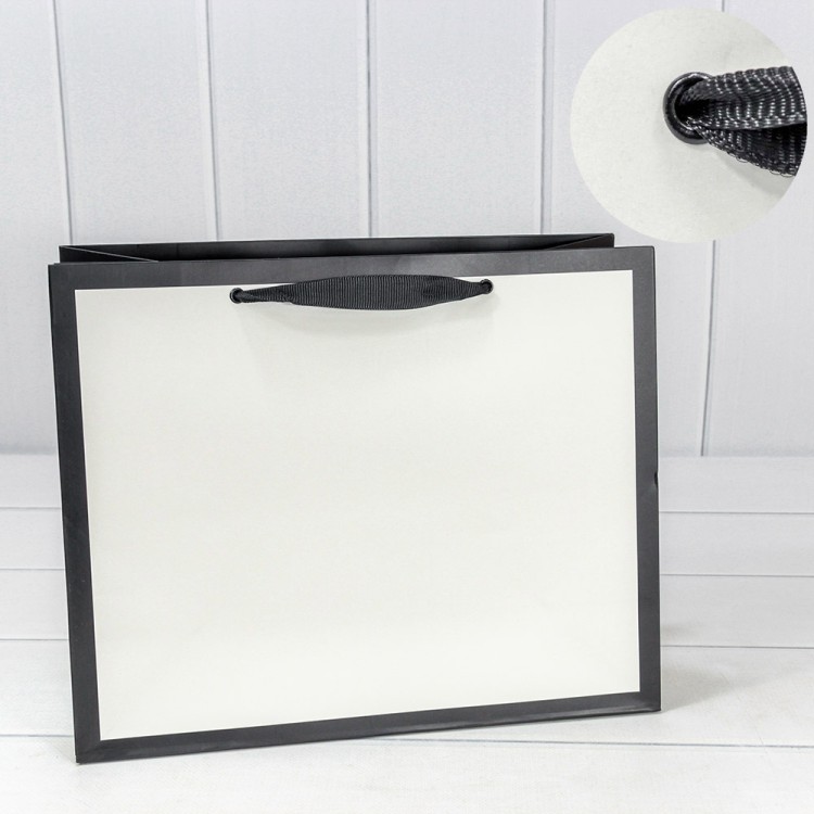 Пакет подарочный "Рамка широкая" Белый/Чёрный 32*26*13 230г 1/20 1/240 Арт: 000203CA