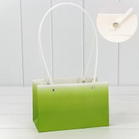 Пакет подарочный "Ваза для цветов" 19*12*10,5 260г "Градиент" Зелёный 1/10 1/150 Арт: 000184GA/7