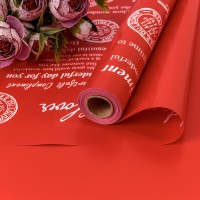 Плёнка 0,58*10м матовая с печатью "Good Luck" 65мкм Красный-3546 1/30 Арт: 1662/3546