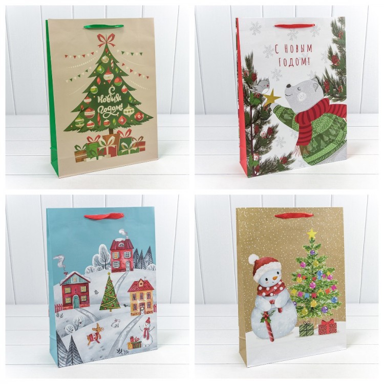 Пакет подарочный "Новый год" (микс 430) 33*45*11 157г 1/20 1/240 Арт: 300430A