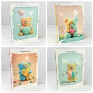 Пакет подарочный с тиснением "Мишки" (микс 314) 30*41,5*12 210г 1/20 1/80 Арт: 000314A - Пакет подарочный с тиснением "Мишки" (микс 314) 30*41,5*12 210г 1/20 1/80 Арт: 000314A