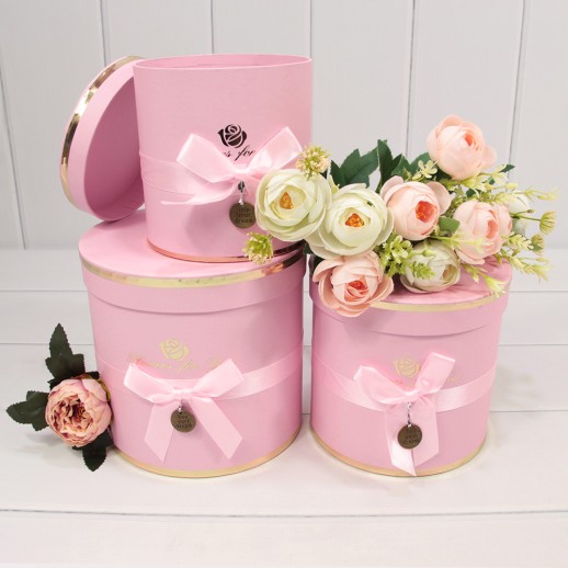 Коробки Цилиндр Набор 1/3 18*17 "Flowers for You" Розовый 1/12 Арт: 720112/171