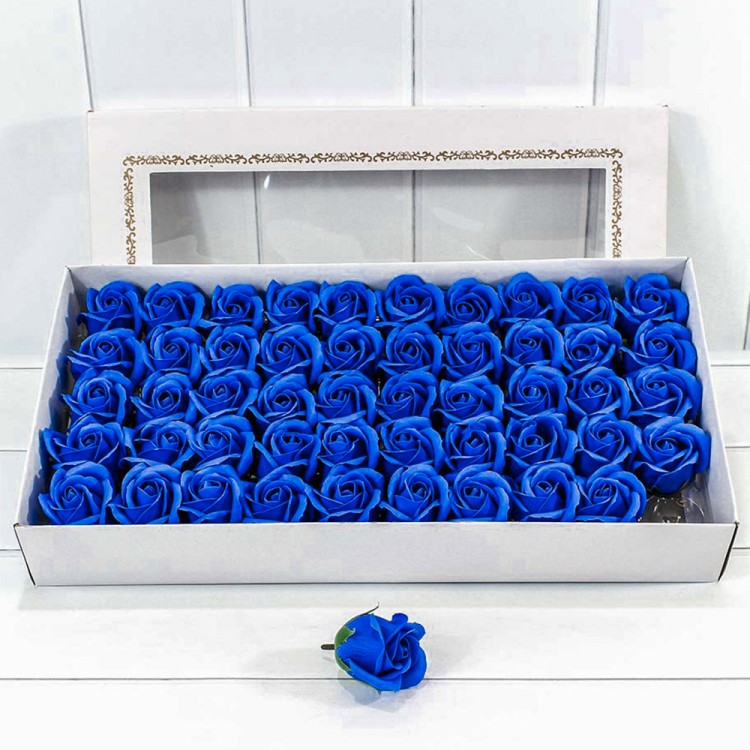 Декоративный цветок-мыло "Роза" класс А Синий 5,5*4 50шт. 1/20 Арт: 420058/13