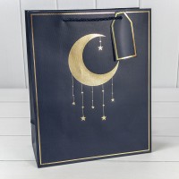 Пакет подарочный с тиснением "Полумесяц" (296) 26*32*12 210г Синий 1/20 1/240 Арт: 000296C/16