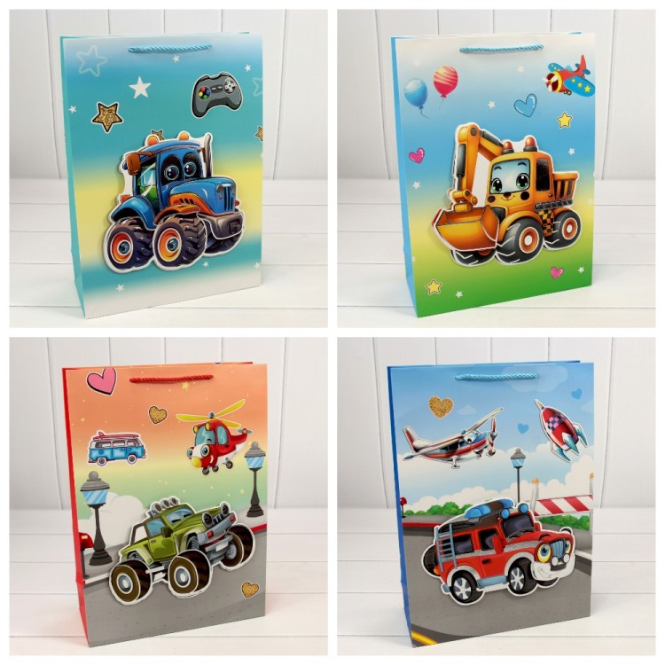 Пакет подарочный с 3D аппликацией "Детский" (микс 107) 30*41,5*12 210г 1/20 1/80 Арт: 000107A