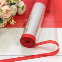 Плёнка 59см 800г глянцевая с окошком 45мкм Яркий красный 1/6 1/12 Арт: 80006/1788