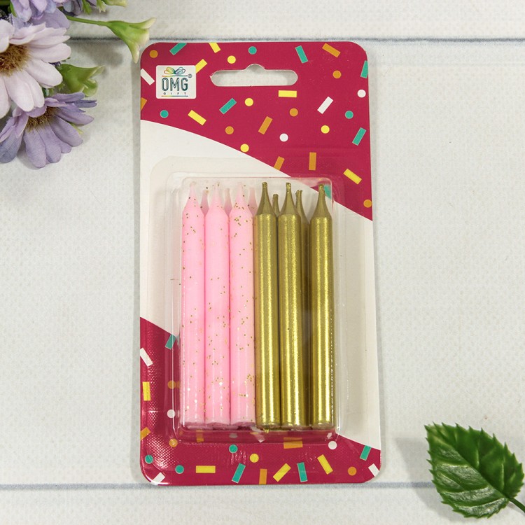 Свечи для торта набор (12 шт.) 8см (микс 13) 1/12 1/144 Арт: 20010-95/13