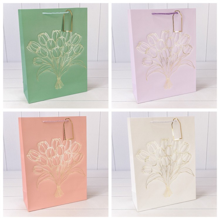 Пакет подарочный с тиснением "Букет" (микс) 31*42*12 210г 1/20 1/80 Арт: 000330A