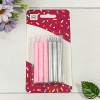 Свечи для торта набор (12 шт.) 8см (микс 14) 1/12 1/144 Арт: 20010-95/14