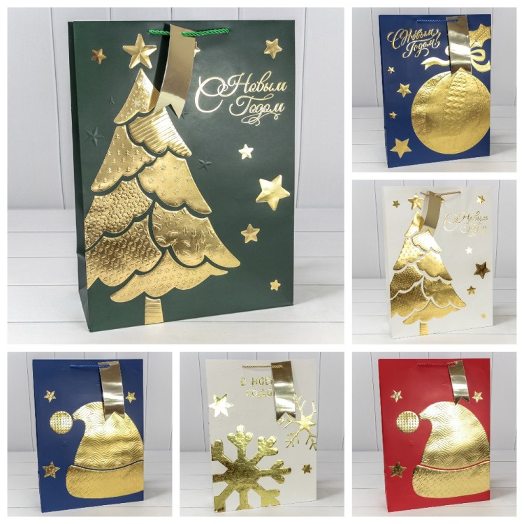 Пакет подарочный "Новый год" (микс 403) 33*45*15 210г 1/20 1/80 Арт: 300403A