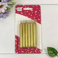 Свечи для торта набор (12 шт.) 8см Золотой 1/12 1/144 Арт: 20010-95/19