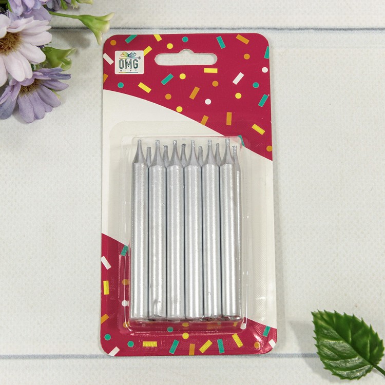 Свечи для торта набор (12 шт.) 8см Серебряный 1/12 1/144 Арт: 20010-95/20