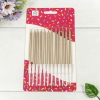 Свечи для торта набор (12 шт.) 10,5см Золотой 1/24 1/288 Арт: 20010-7/1