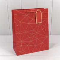 Пакет подарочный с тиснением "Треугольники" Красный 26*32*12 210г 1/12 1/240 Арт: 300410C/6