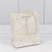 Пакет подарочный с тиснением "Треугольники" Белый 12*15*7 210г 1/12 1/480 Арт: 300410H/1