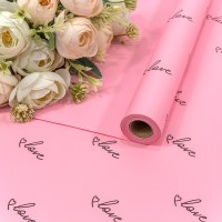 Плёнка 0,57*10м матовая "Love" 65мкм Розовый 1/30 Арт: 1860/2