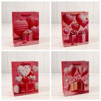 Пакет подарочный с тиснением "Сердца" (микс 110) 18*23*10 210г 1/20 1/360 Арт: 000110E